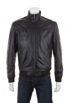 High Collar Leather Zip Jacket