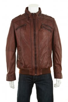 Woodland Leather Leather Biker Bomber Jacket