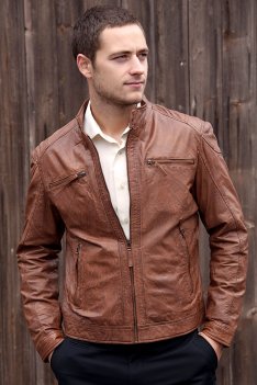 Woodland Leather Leather Zip Jacket From Woodland