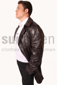 Woodland Leather Mens 3/4 Crombie Style Coat