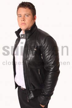 Woodland Leather Mens 4 Pocket Zippy Bomber Jacket