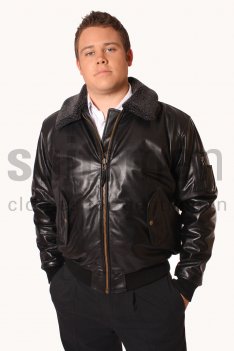 Woodland Leather Mens Detachable Fur Aviator Jacket