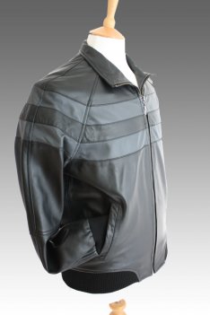 Woodland Leather Mens Striped Bomber Jacket