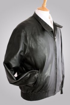 Woodland Leather Raglan Sleeve Bomber Jacket