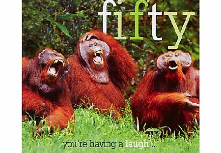 Woodmansterne Three Orangutans 50th Birthday Card