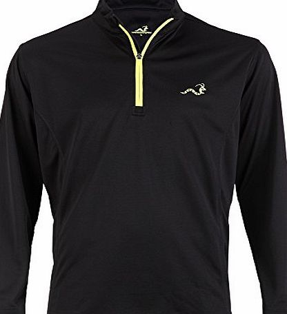 Woodworm Golf Mens 1/4 Zip Pullover / Sweater / Jumper Black/Neon XL