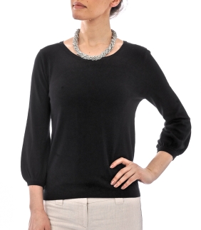 Wool Overs Womens Silk and Cotton Blouse Sleeved Jumpers 5955