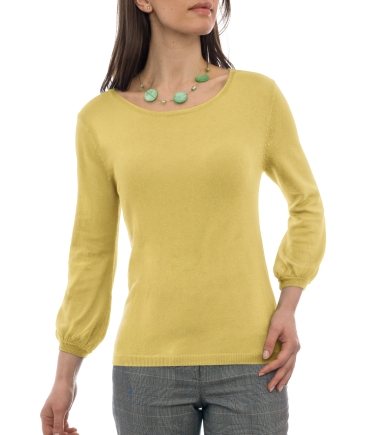 Citrus Silk and Cotton Blouse Sleeved Sweater