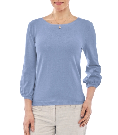 Cornflower Silk and Cotton Blouse Sleeved Jumper