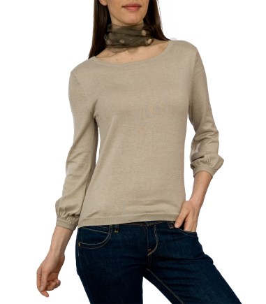 Linen Silk and Cotton Blouse Sleeved Sweater 7048