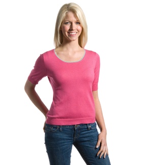 Womens Cerise Silk and Cotton T-Shirt Jumper 2577