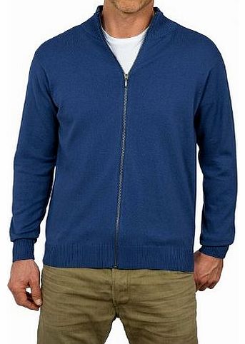 Wool Overs Mens Cashmere & Cotton Zip Cardigan French Navy Extra Large