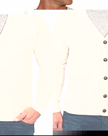 Woolovers Wool Overs Mens Lambswool Cable V Neck Cardigan Cream Large