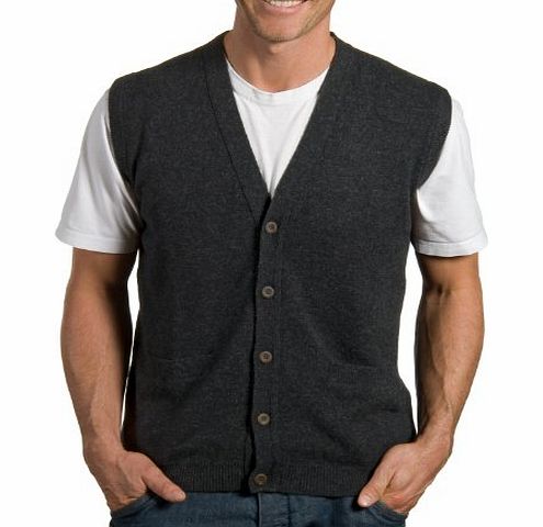 Woolovers Wool Overs Mens Lambswool V Neck Waistcoat Charcoal Extra Large