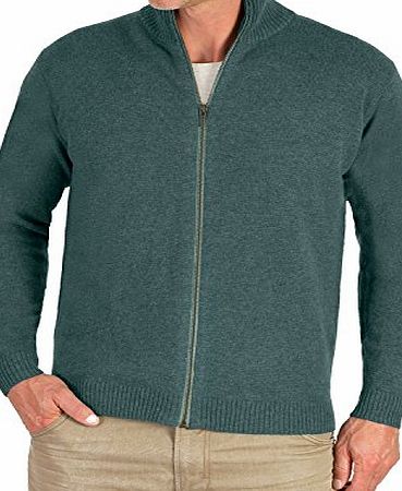 Woolovers Wool Overs Mens Lincoln Zipper Cardigan Dark Kingfisher Large