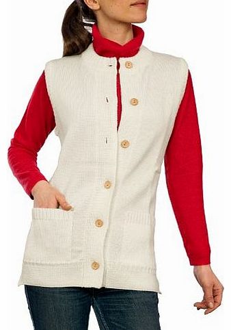 Wool Overs Womens British Wool Guernsey Gilet Cream Small