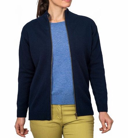 Woolovers Wool Overs Womens Cashmere amp; Cotton Zip Cardigan Classic Navy Medium