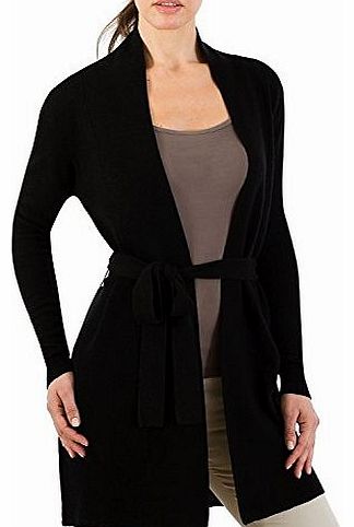 Wool Overs Womens Cashmere & Merino Belted Cardigan Black Medium