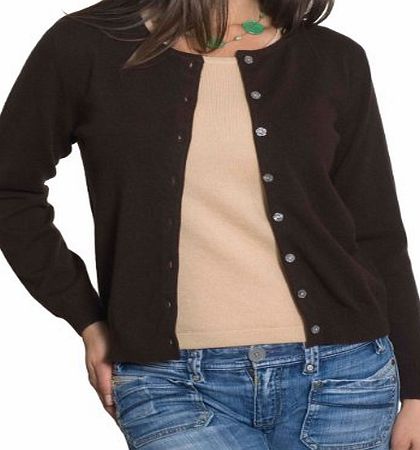 Woolovers Wool Overs Womens Cashmere amp; Merino Timeless Crew Cardigan Chocolate Small