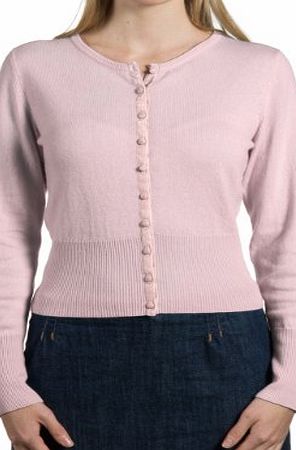 Woolovers Wool Overs Womens Cashmere amp; Merino Trimmed Girly Crop Cardigan Pale Pink Medium