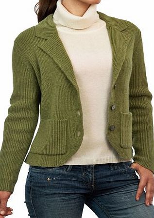 Woolovers Wool Overs Womens Lambswool Chunky Knitted Jacket Sage Medium