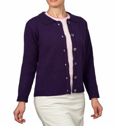 Woolovers Wool Overs Womens Lambswool Italian Collar Cardigan Blueberry Large