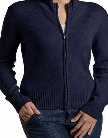 Woolovers Wool Overs Womens Lambswool Shaped Zip Cardigan Navy Medium