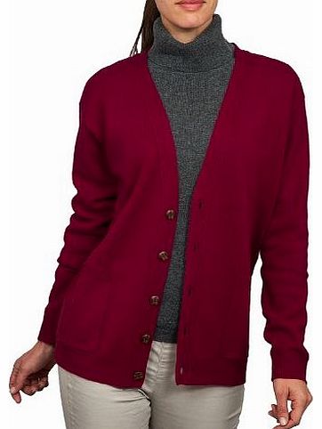 Woolovers Wool Overs Womens Lambswool V Neck Christmas Cardigan Wine Medium