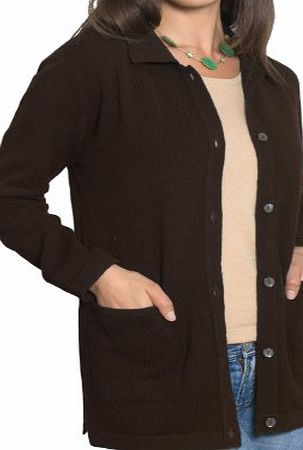 Woolovers Wool Overs Womens Oxford Collar Cardigan Chocolate Extra Large