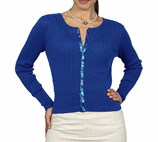 Woolovers Wool Overs Womens Silk amp; Cotton Cable Cardigan Cobalt Medium