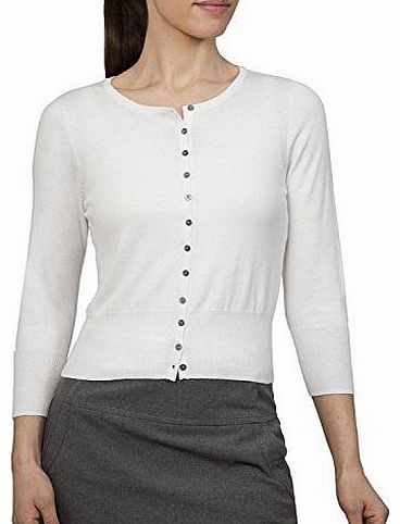 Wool Overs Womens Silk & Cotton Cropped Crew Cardigan White Medium