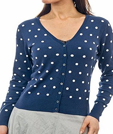 Woolovers Wool Overs Womens Silk amp; Cotton Spotty Cardigan French Navy Extra Large