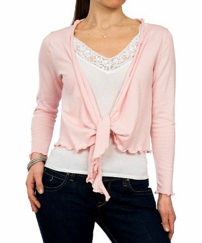 Woolovers Wool Overs Womens Silk amp; Cotton Tie Front Cardigan Pale Pink Medium