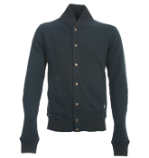 Woolrich Navy Full Stud Fastening Sweatshirt