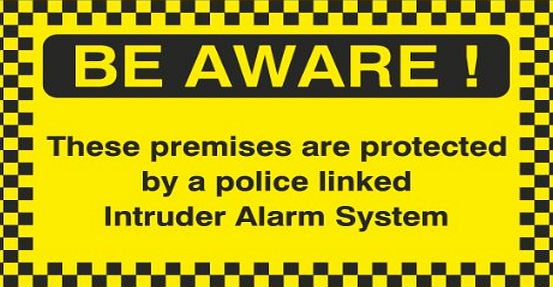 WOOTTON INDUSTRIES LIMITED 20cmx13.3cm Protected By Police Linked Alarm System Sign (Self Adhesive Health amp; Safety Sticker Sign) VAT Invoice Supplied