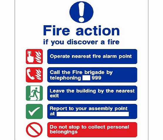 WOOTTON INDUSTRIES LIMITED OFFER 200mmx166mm Fire Action Plan (Self Adhesive Sticker Label Sign) VAT Invoice Supplied