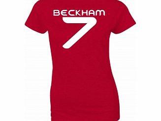 World Cup Beckham 7 Red Womens T-Shirt Medium ZT