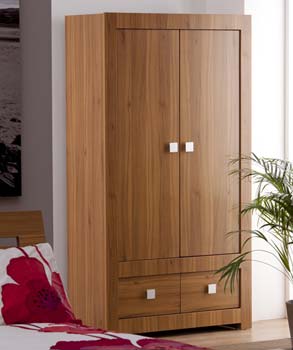 World Furniture Lana 2 Door 2 Drawer Wardrobe in Light Walnut