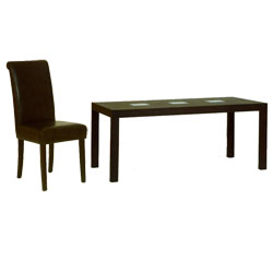 World Furniture Manhattan - Dining Table & 6 Dark Brown Faux