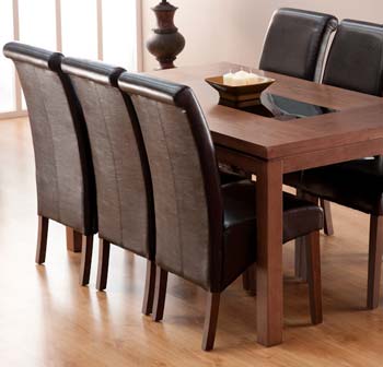 World Furniture Robert Dining Chair in Dark Wood and Brown (pair)