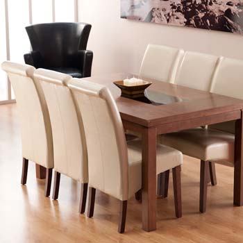 World Furniture Robert Dining Chair in Dark Wood and Ivory (pair)