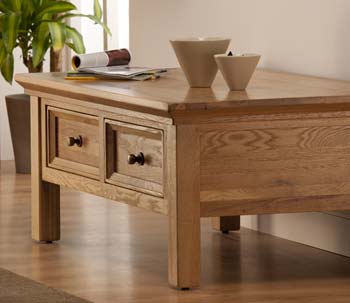 World Furniture Stanmore 4 Drawer Rectangular Coffee Table in Oak