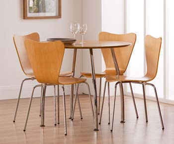 World Furniture Tango Dining Set in Natural with 4 Chairs