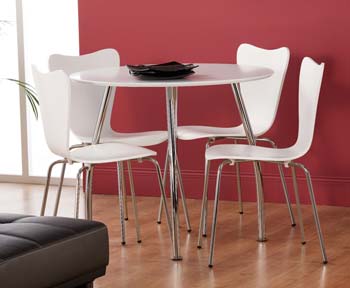 World Furniture Tango Dining Set in White with 4 Chairs