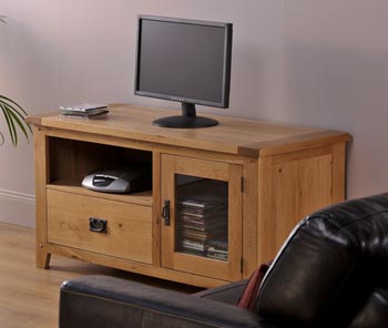 World Furniture Varka 1 Door 1 Drawer TV Unit in White Oak