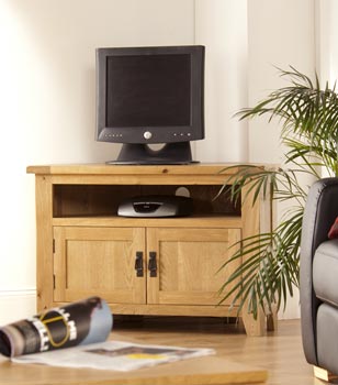 World Furniture Varka 2 Door Corner TV Unit in White Oak