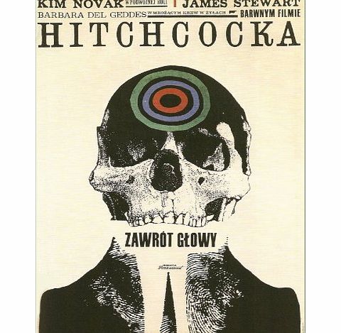 World of Art Vintage ALFRED HITCHCOCK VERTIGO with James Stewart amp; Kim Novak 250gsm ART CARD Gloss A3 Polish Reproduction Poster