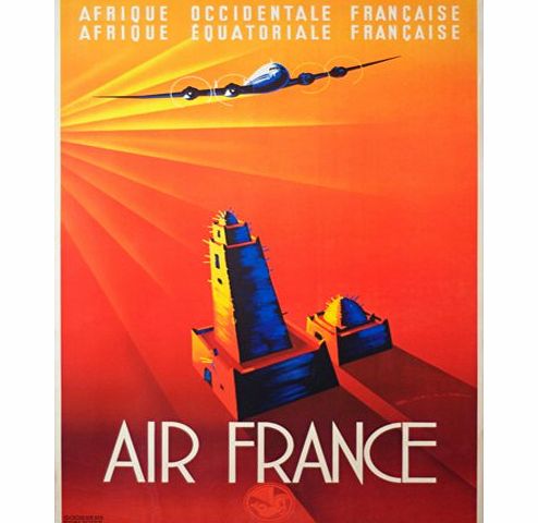 World of Art Vintage Travel AFRICA with AIR FRANCE c1947 250gsm Gloss ART CARD A3 Reproduction Poster
