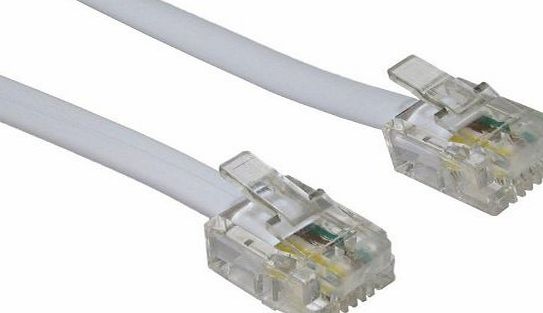 World of Data - 20m ADSL Cable - Premium Quality - Gold Plated Contact Pins - High Speed Internet Broadband - Router or Modem to RJ11 Phone Socket or Microfilter - White