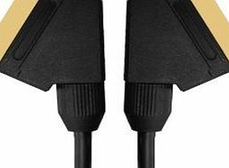 World of Data 1.5m Scart Cable -Superior Quality Lead (Scart over Coax for better picture quality) / 24k Gold / Fully Wired / Shielded / 21-pin / Audio / Video / Male to Male